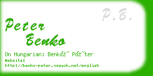 peter benko business card
